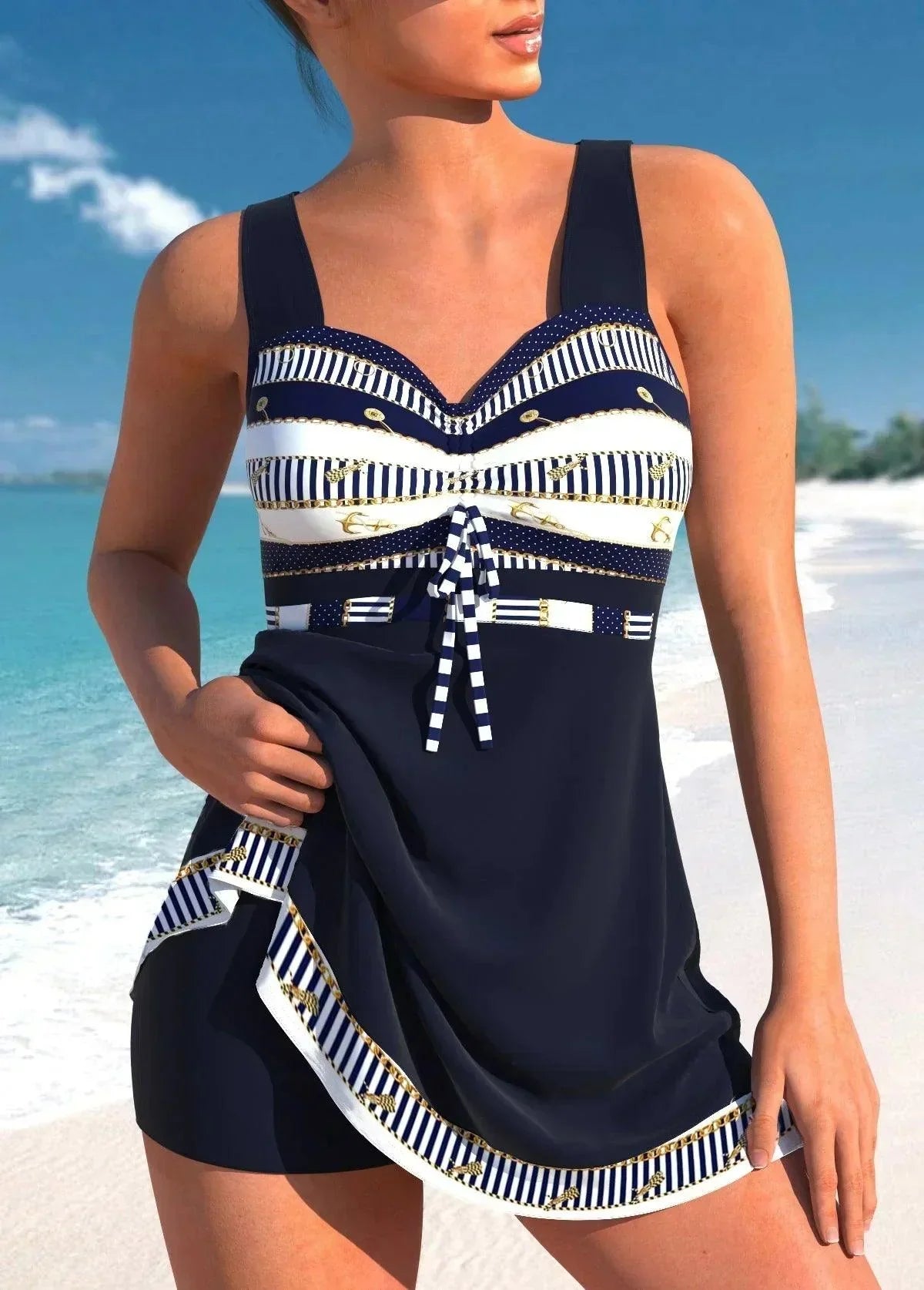 Image of Jean | Women's Ruched Tankini Swim Dress