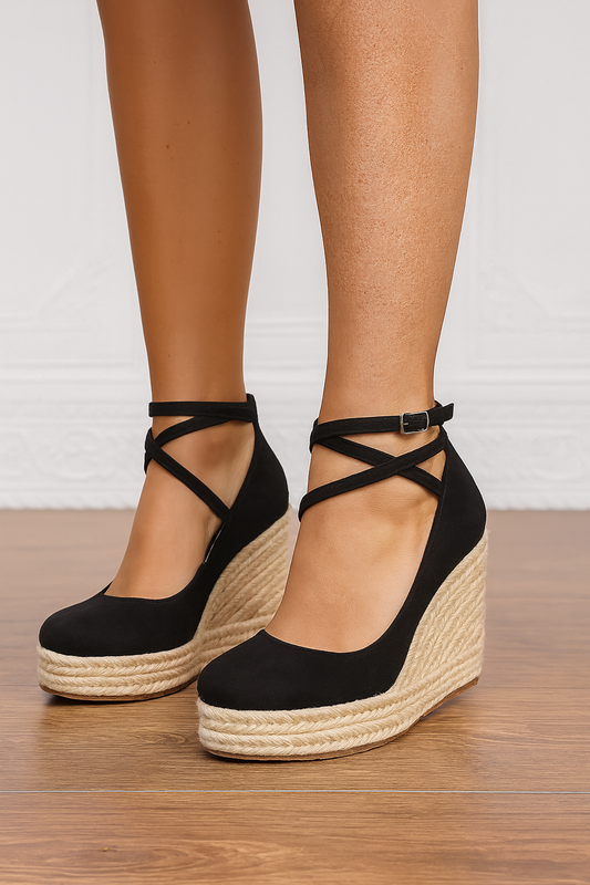 Women's Wedge Heel Ankle Strap Platform Shoes - VibreMode