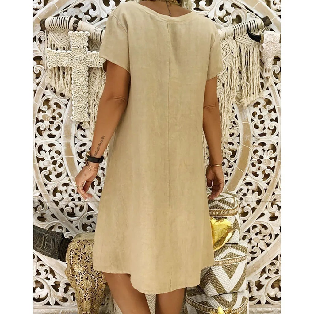 Women's V-Neck A-Line Mini Dress