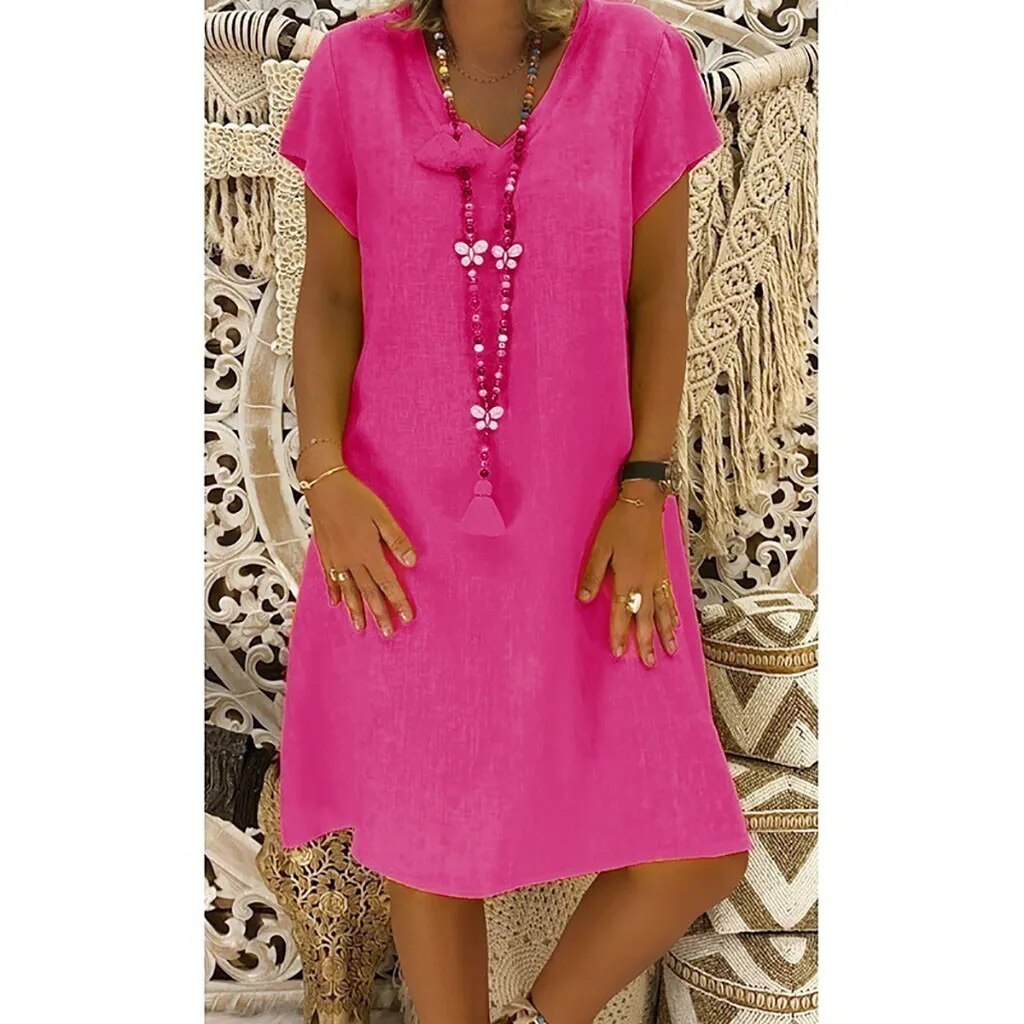 Women's V-Neck A-Line Mini Dress