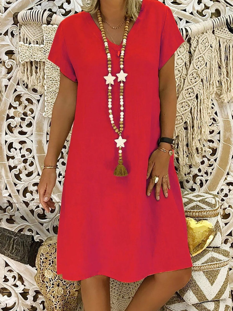 Women's V-Neck A-Line Mini Dress