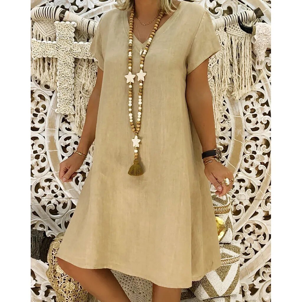 Women's V-Neck A-Line Mini Dress - Vonnera