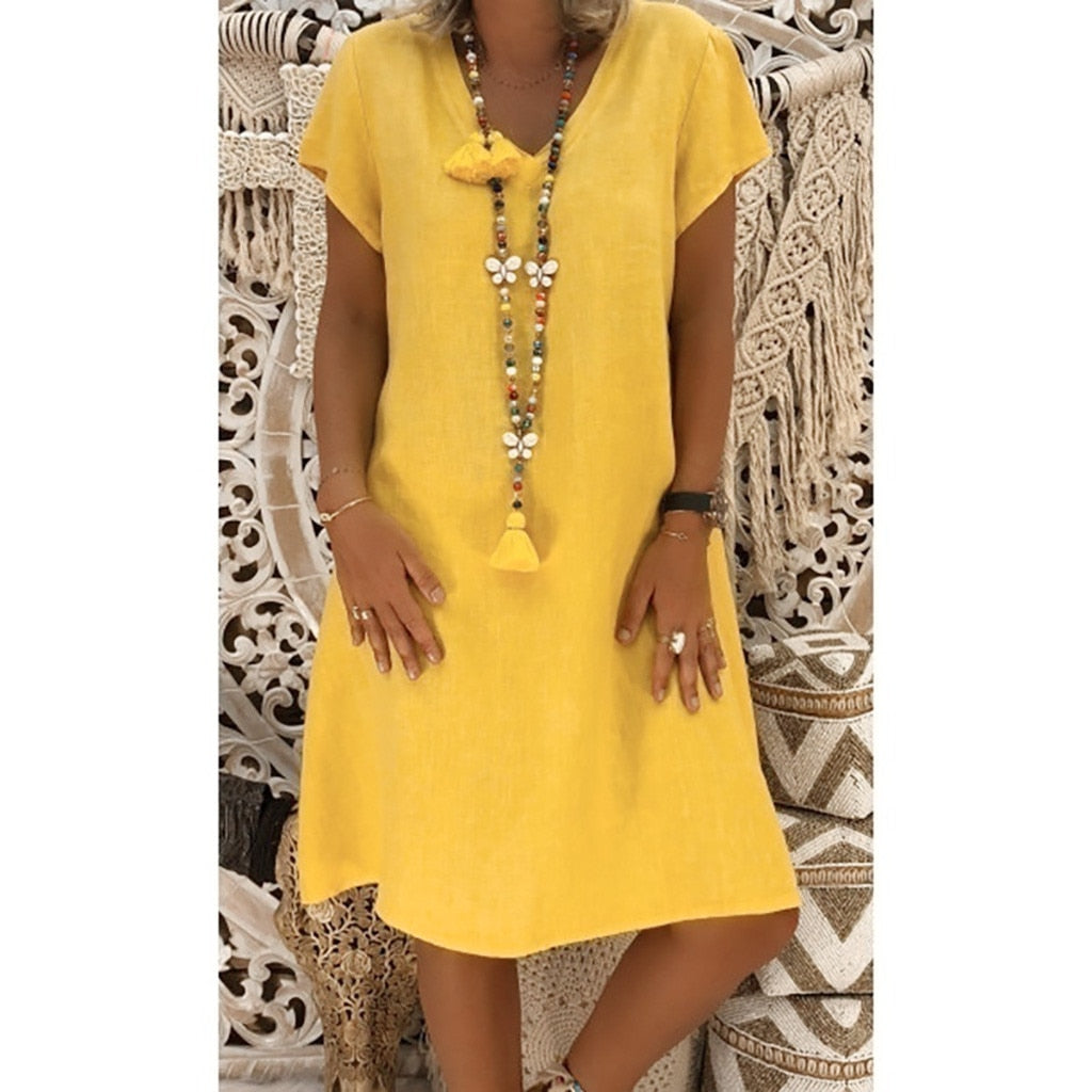 Women's V-Neck A-Line Mini Dress