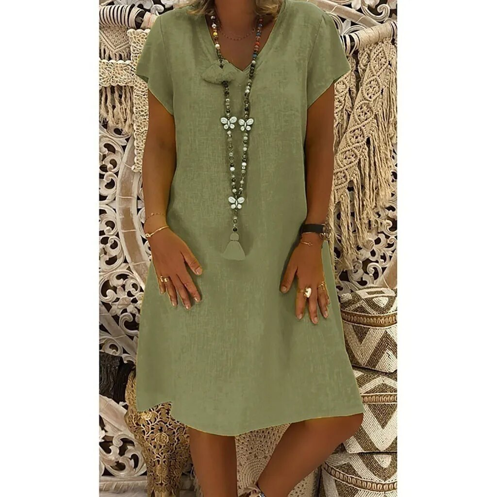 Women's V-Neck A-Line Mini Dress