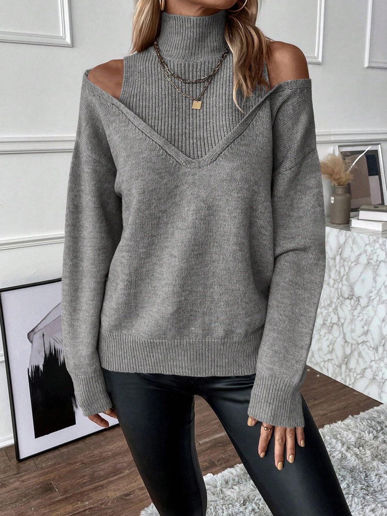 Image of Joanna | Women's Cold Shoulder Long Sleeve Sweater