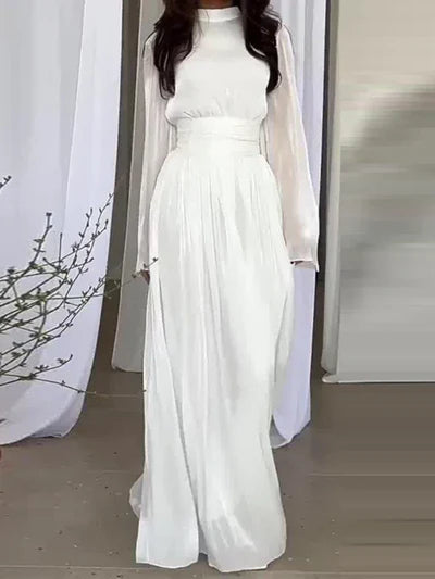 Women's Long Sleeve A-Line Maxi Dress - VibreMode