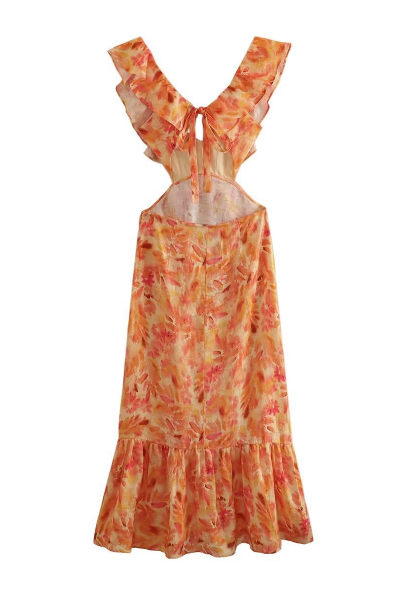 Image of Jocelyn | Women's Ruffle Cutout Maxi Dress