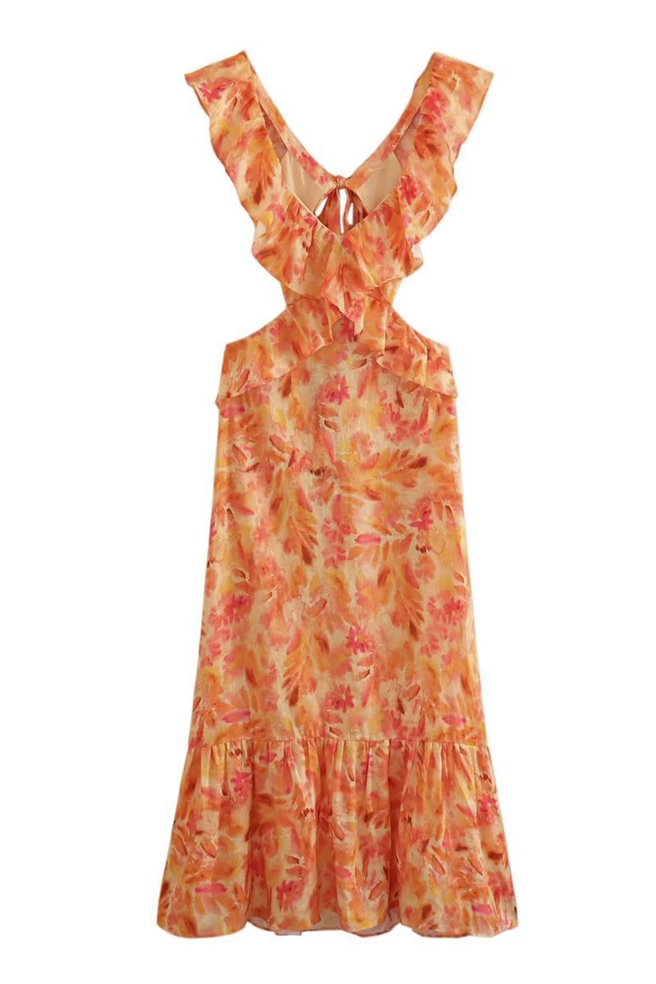 Image of Jocelyn | Women's Ruffle Cutout Maxi Dress