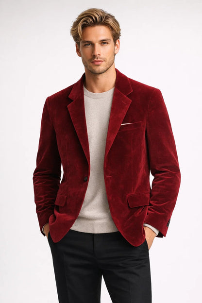 Men's Velvet Blazer Single-Breasted - Vonnera
