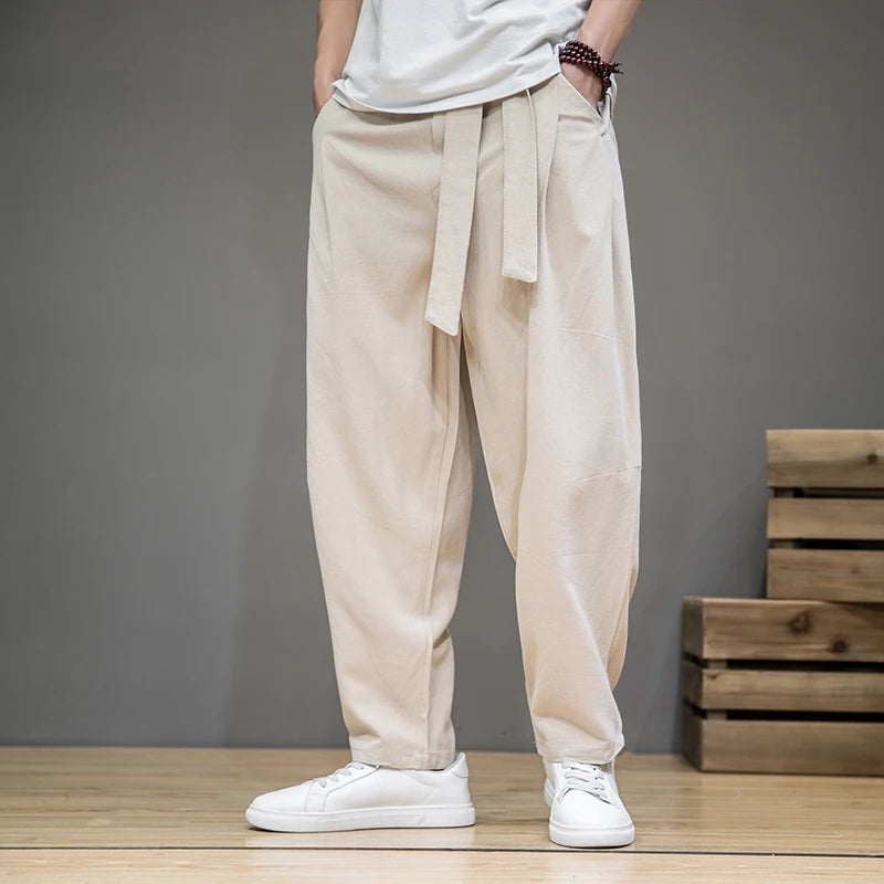 Men's Wide Leg Belted Pants - Vonnera