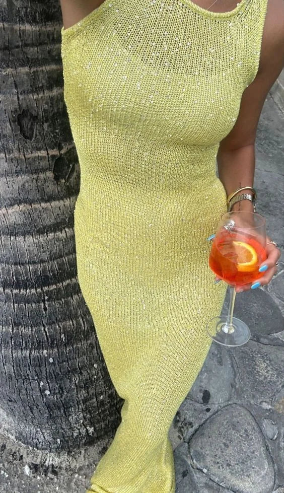 Women's Sparkling Maxi Dress Sleeveless Evening