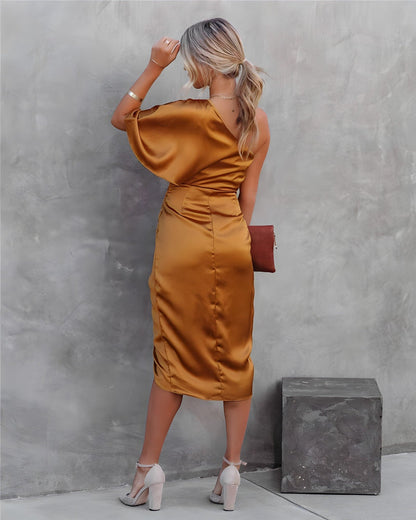 Women's One Shoulder Midi Dress