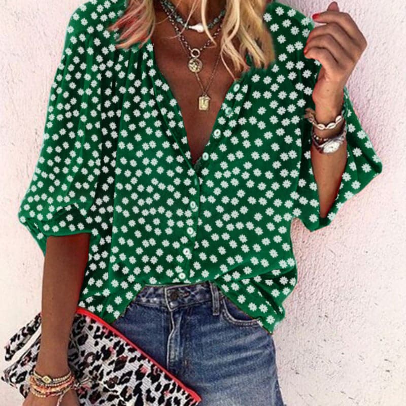 Women's Floral Blouse Button Down Cotton - Vonnera