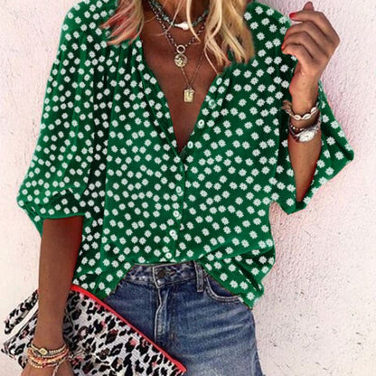 Women's Floral Blouse Button Down Cotton - Vonnera