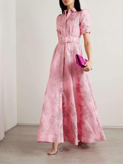 Women's Floral Maxi Dress with Belt