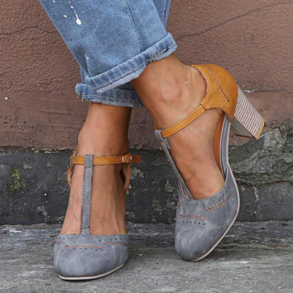Women's Block Heel T-Strap Mary Jane Shoes