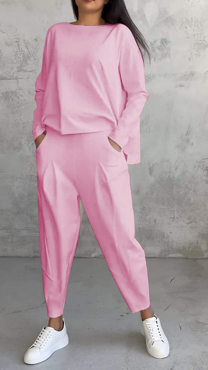 Women's 2 Piece Long Sleeve Lounge Set And Pants