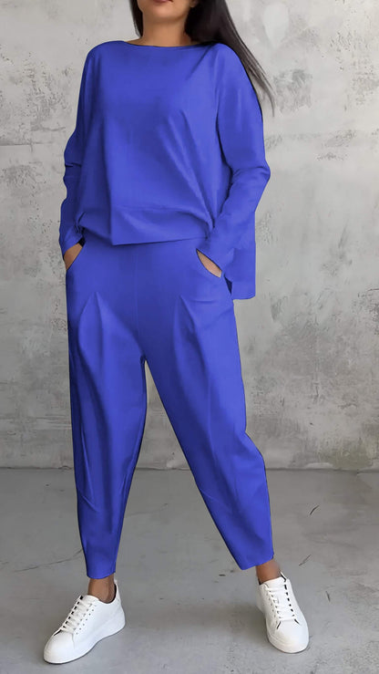 Women's 2 Piece Long Sleeve Lounge Set And Pants