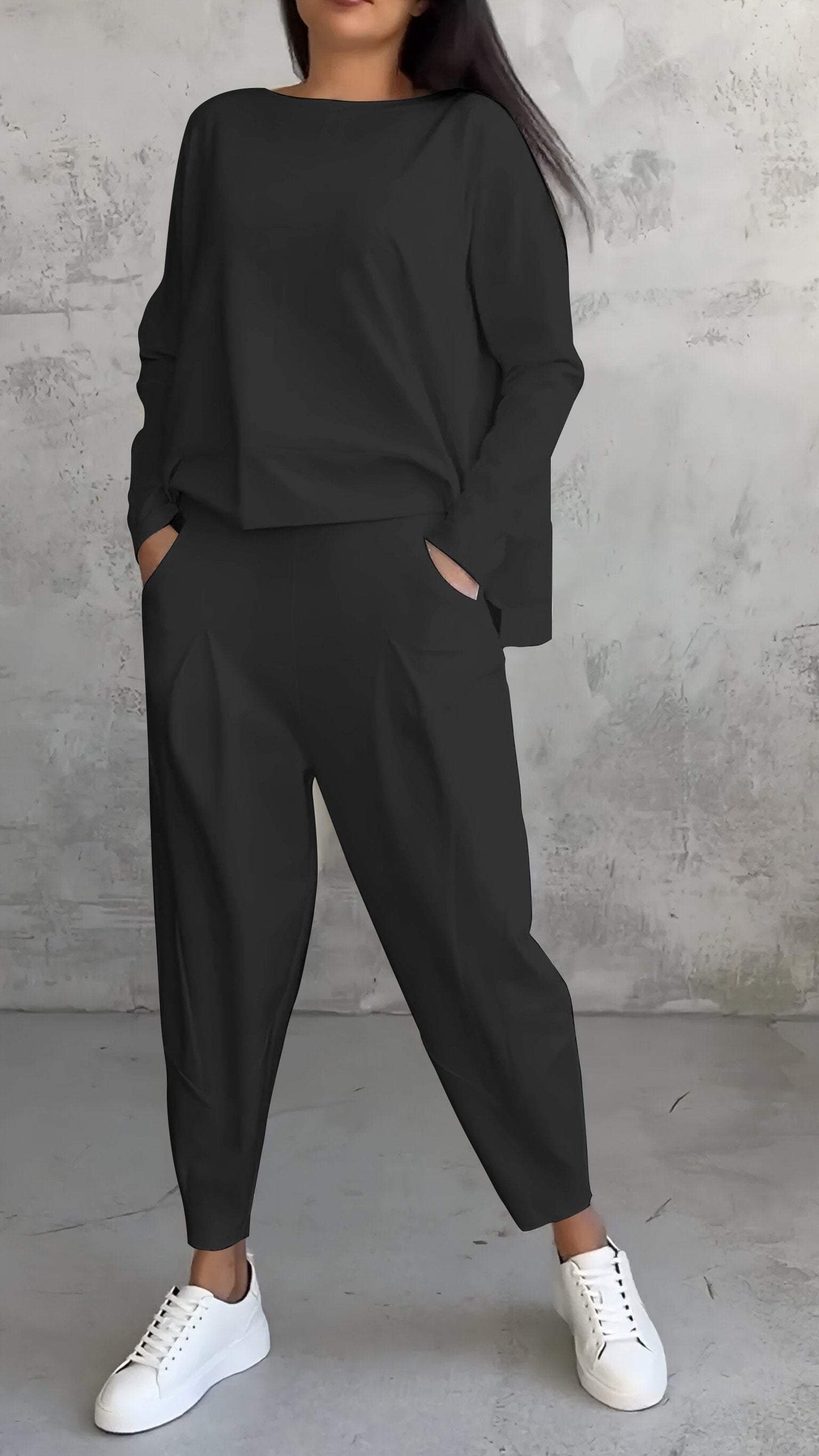 Women's 2 Piece Long Sleeve Lounge Set And Pants