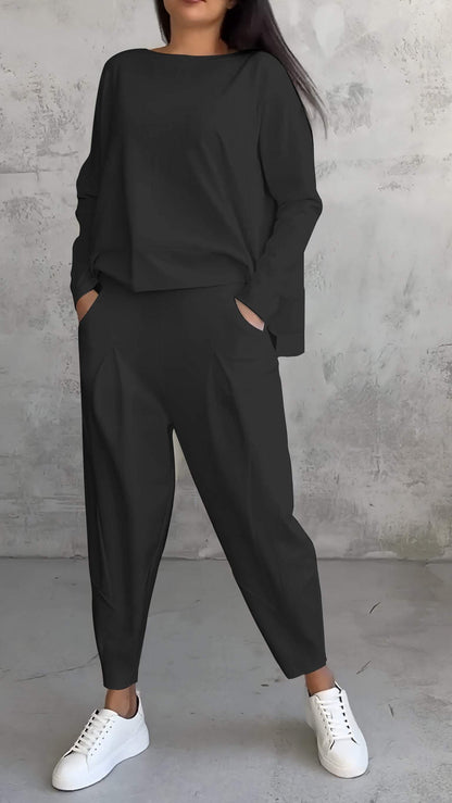 Women's 2 Piece Long Sleeve Lounge Set And Pants
