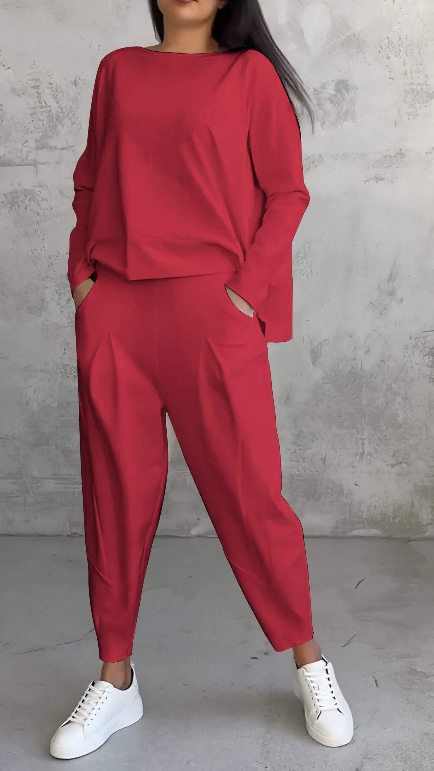 Women's 2 Piece Long Sleeve Lounge Set And Pants