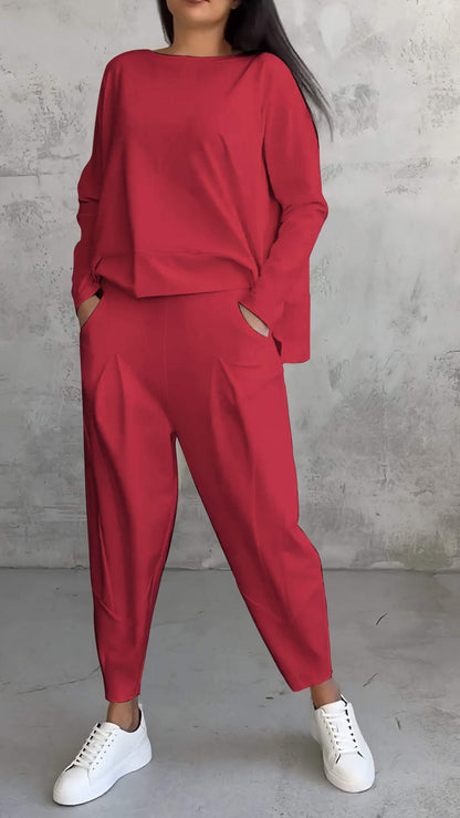 Women's 2 Piece Long Sleeve Lounge Set And Pants