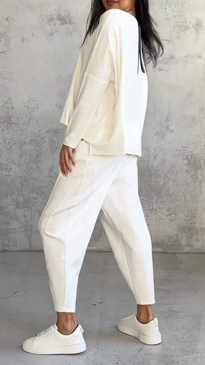 Women's 2 Piece Long Sleeve Lounge Set And Pants