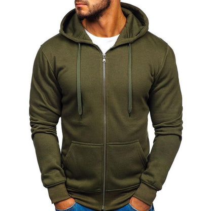 Men's Zip-Up Hooded Sweatshirt Solid Color - Vonnera