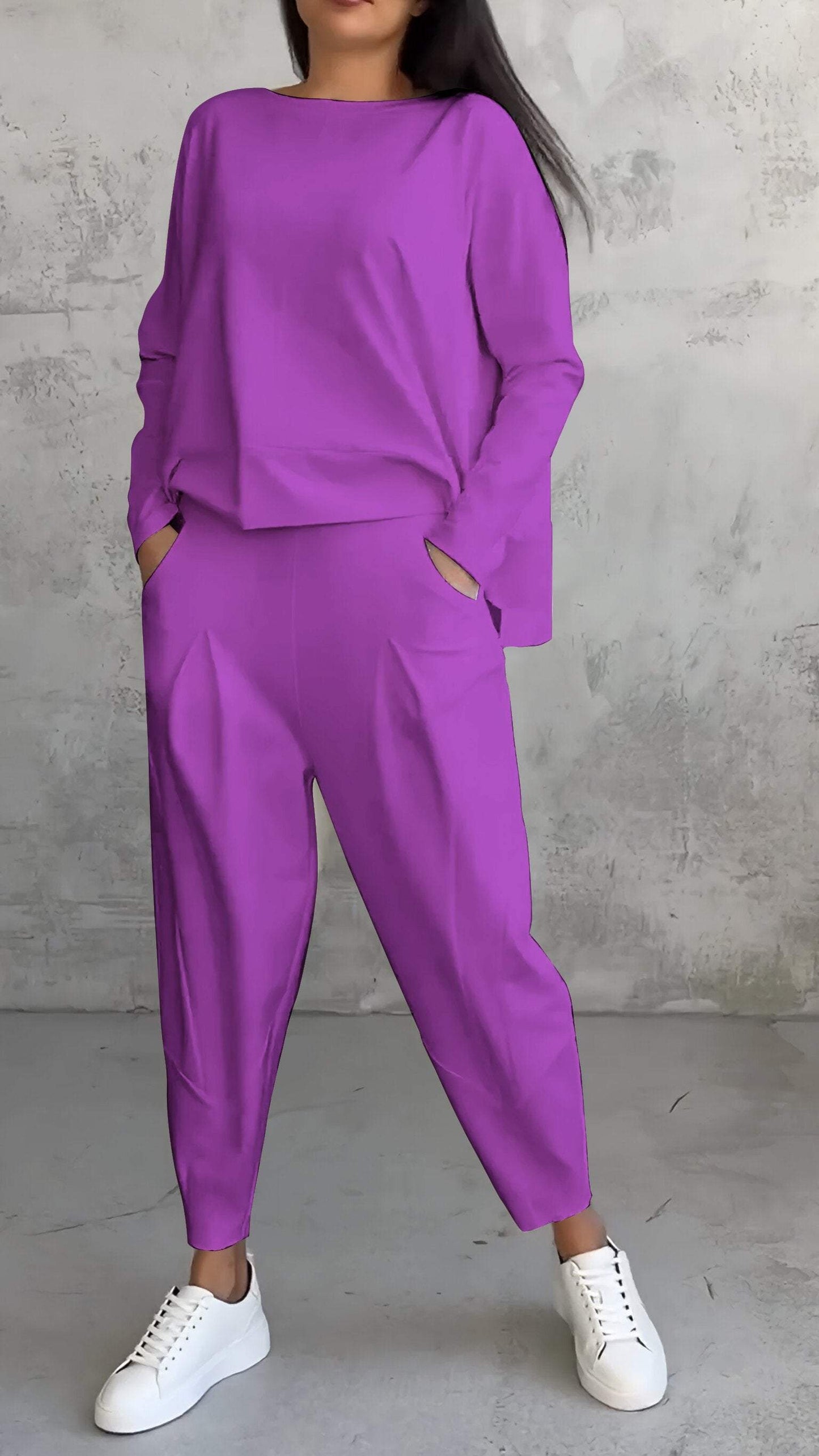 Women's 2 Piece Long Sleeve Lounge Set And Pants