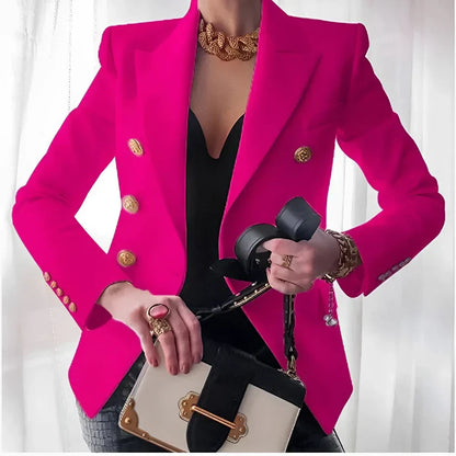 Women's Double-Breasted Blazer Gold Buttons