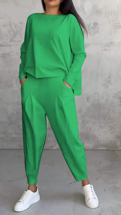 Women's 2 Piece Long Sleeve Lounge Set And Pants