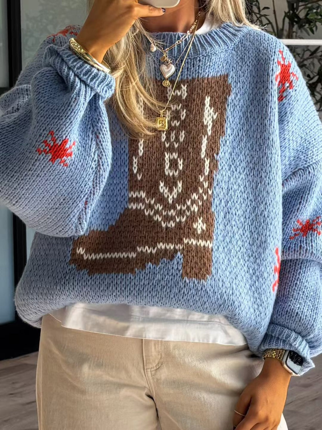 Women's Oversized Crew Neck Sweater - Vonnera