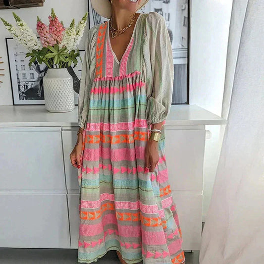 Kalei – Striped Kaftan Maxi Dress