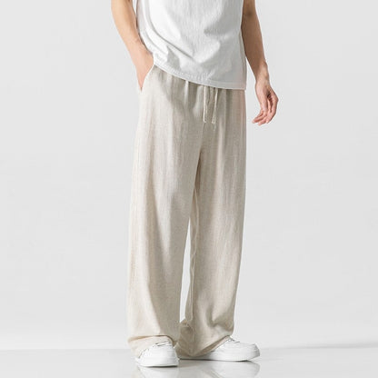 Men's Wide Leg Chino Trousers Drawstring - Vonnera