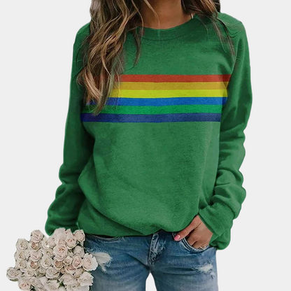 Image of Kara | Women's Rainbow Stripe Long Sleeve Sweater