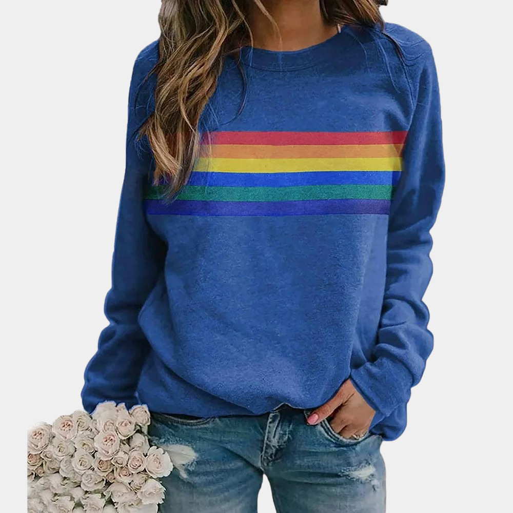 Women's Long Sleeve Rainbow Stripe Sweater - Vonnera