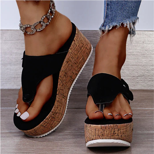 Cleo Women's Cork Wedge Flip Flop Sandals - Vonnera