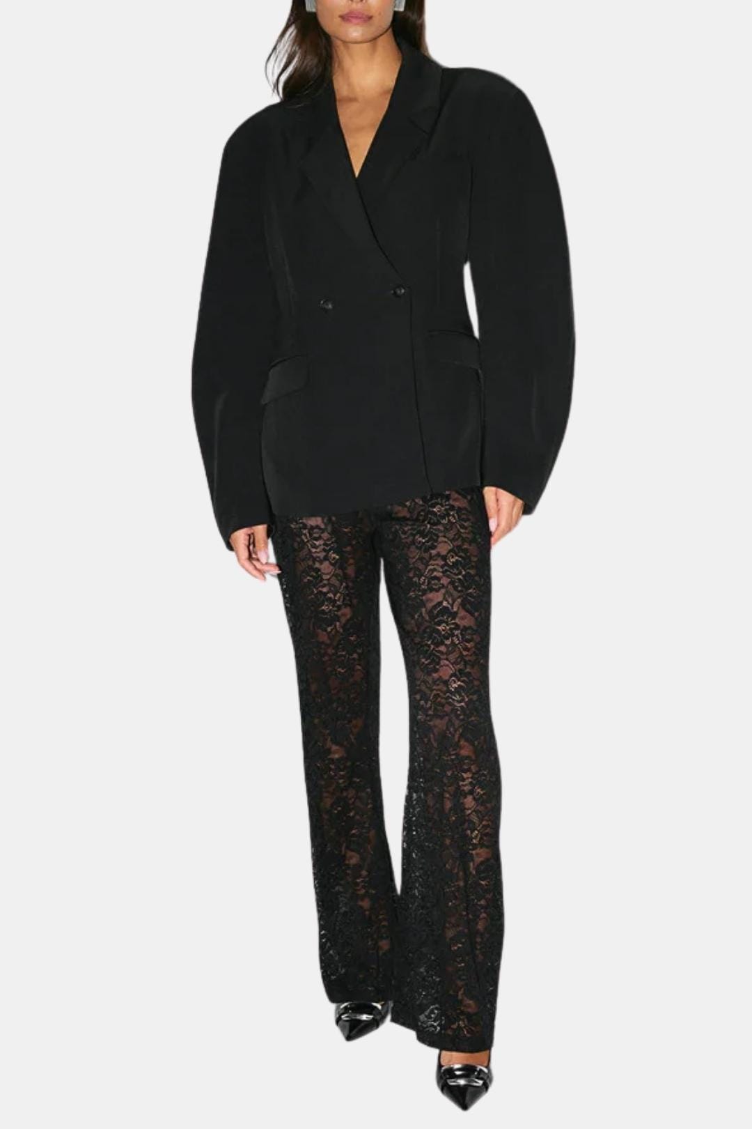 Women's High Waisted Lace Flare Pants