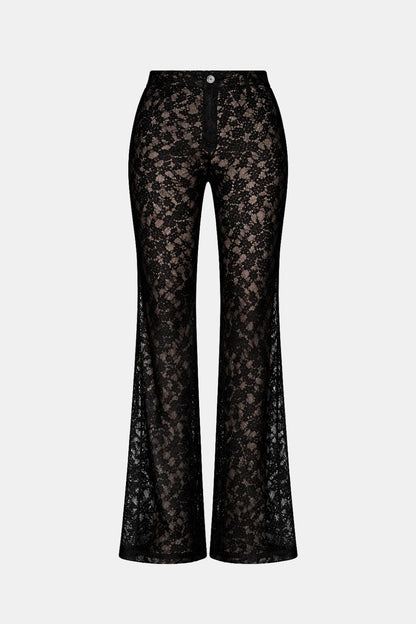 Women's High Waisted Lace Flare Pants - Vonnera