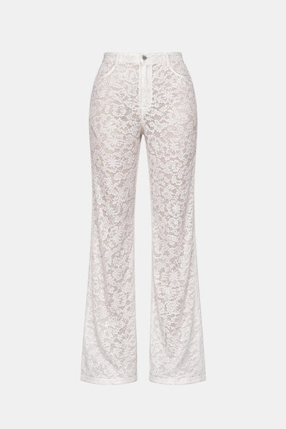 Women's High Waisted Lace Flare Pants