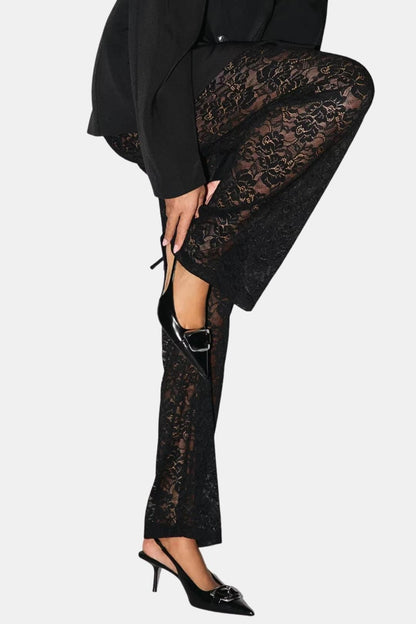 Women's High Waisted Lace Flare Pants