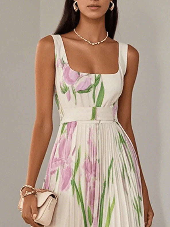 Image of Karen | Women's Sleeveless Pleated Maxi Dress
