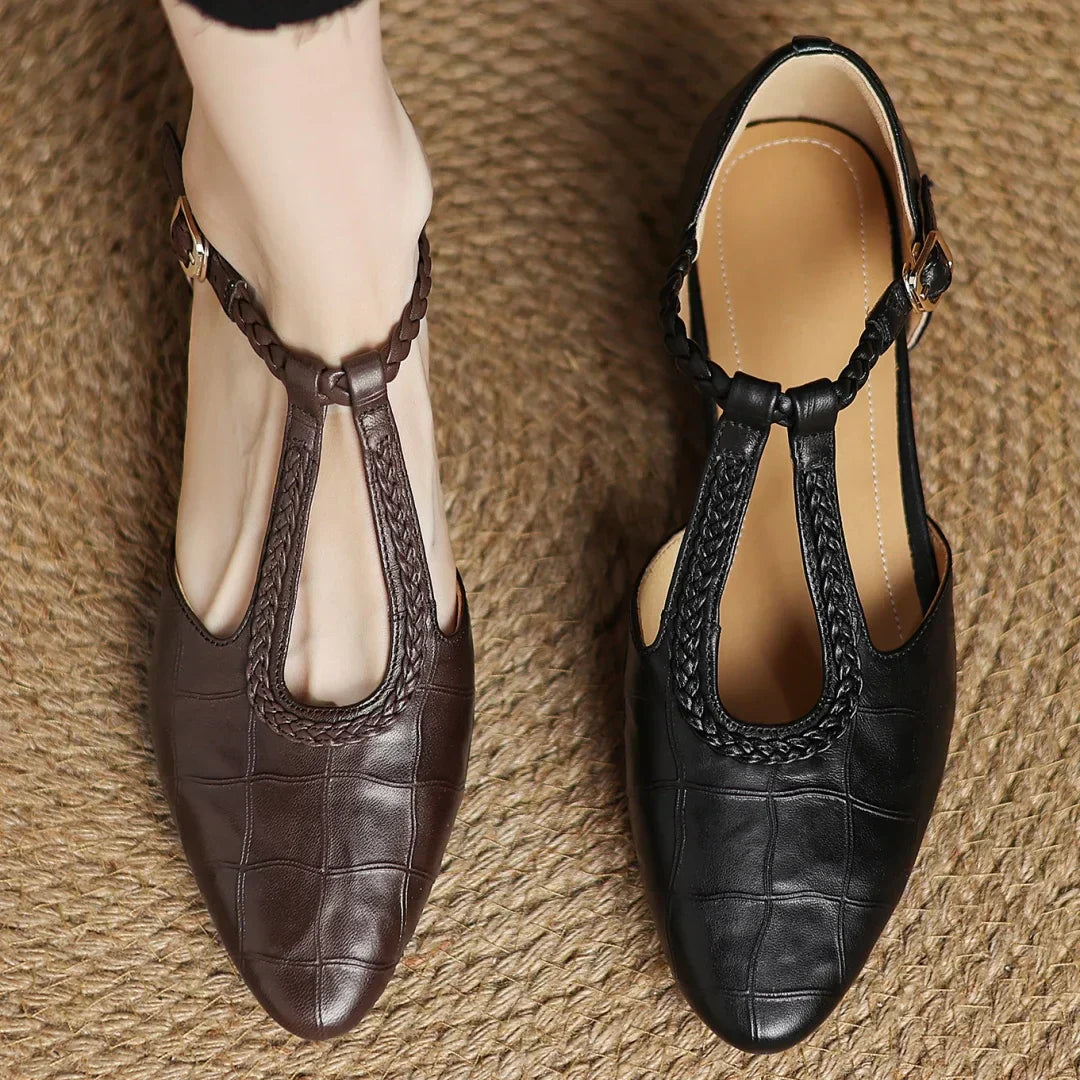 Women's Orthopedic T-Strap Flat Shoes - Vonnera