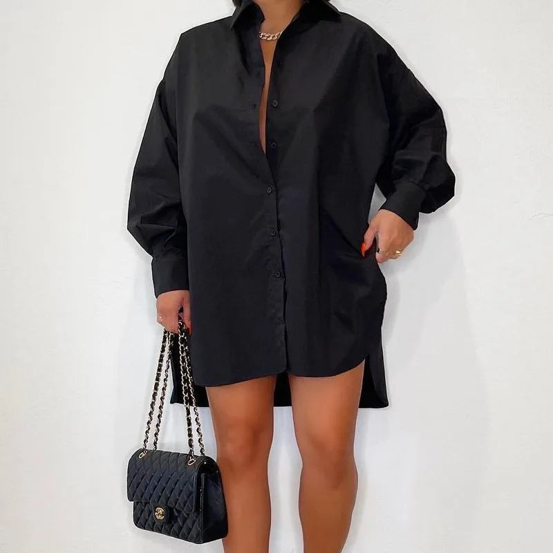 Women's Oversized Mini Shirt Dress - Vonnera