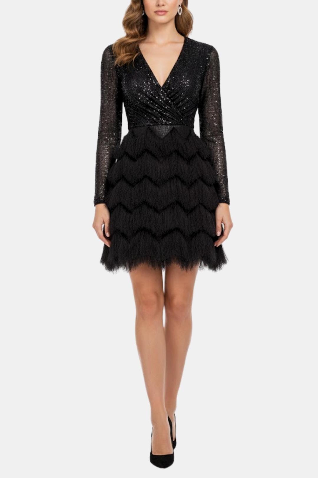Women's Sequin V-Neck Mini Dress - VibreMode