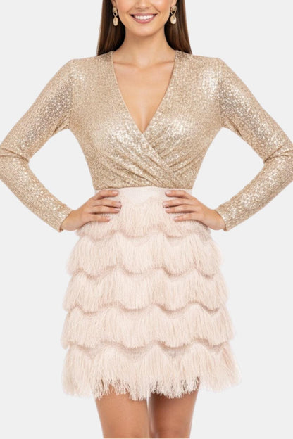 Image of Kathleen | Women's V-Neck Sequin Mini Dress