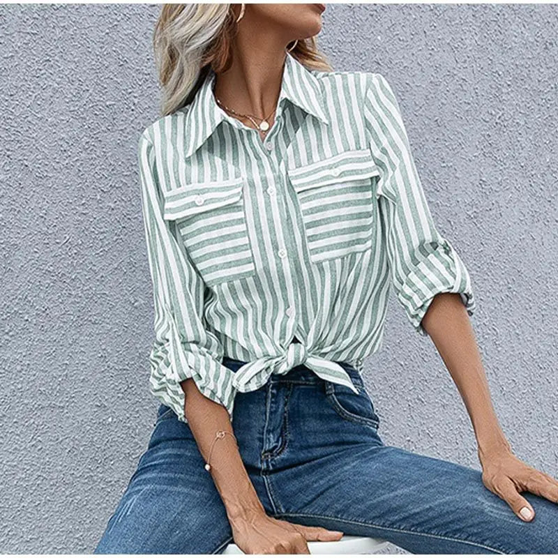 Image of Katrina | Women's Striped Button-Up Shirt