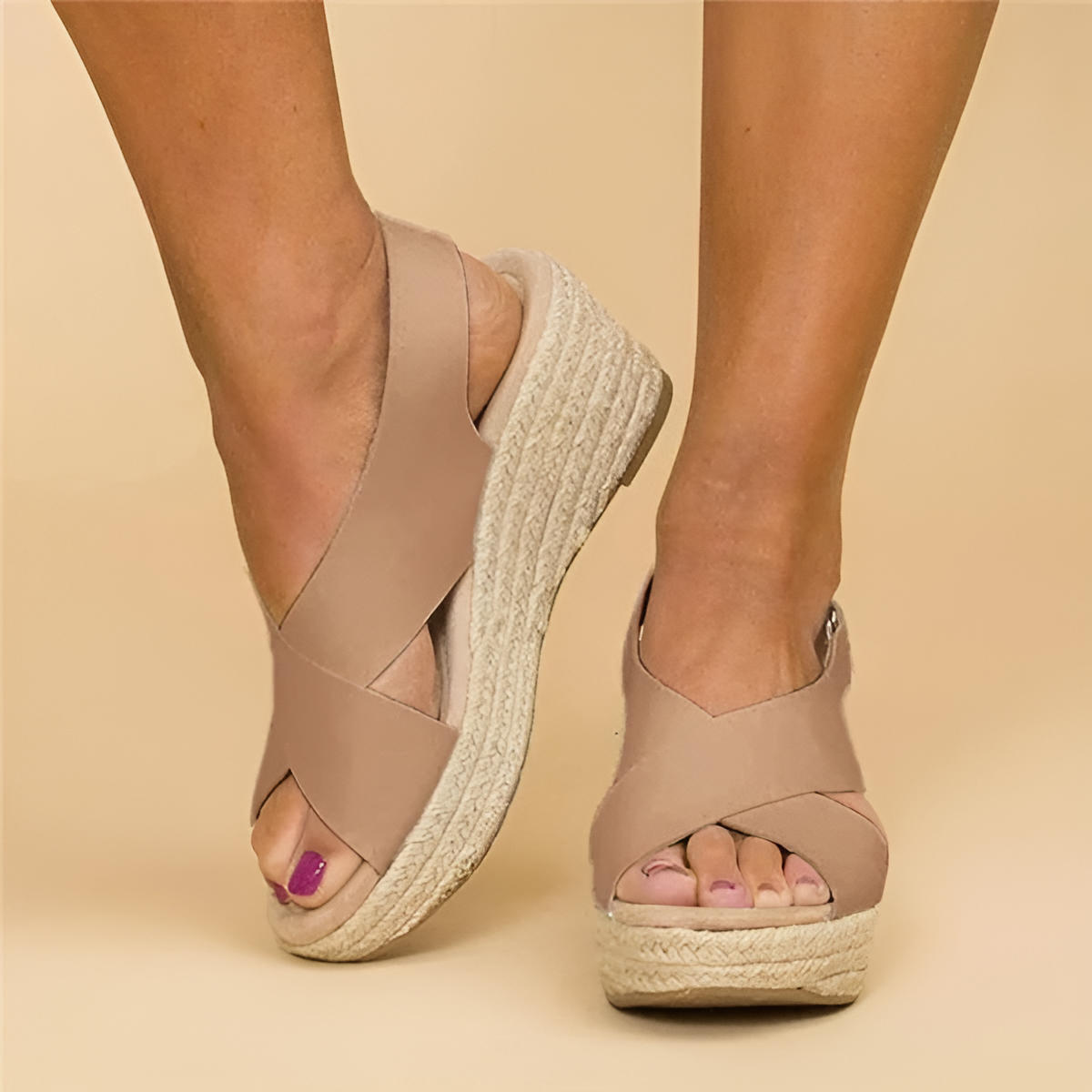 Women's Espadrille Wedge Sandals Cross Straps - Vonnera