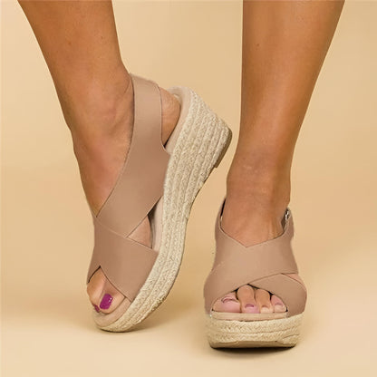 Women's Espadrille Wedge Sandals Cross Straps - Vonnera