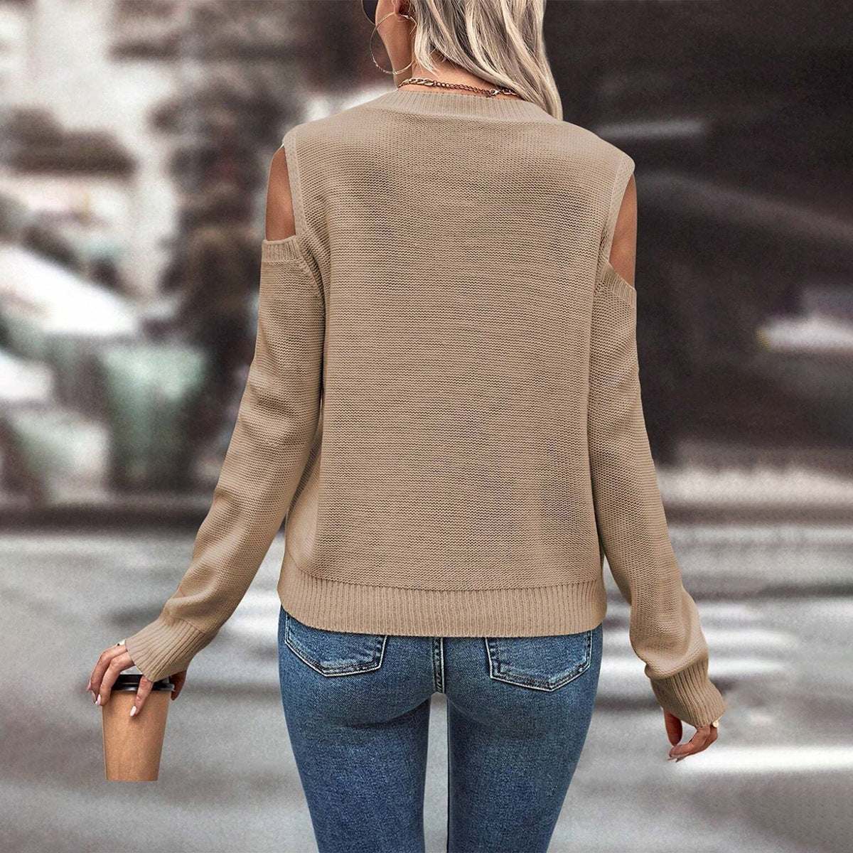 Image of Keira | Women's Cold Shoulder Long Sleeve Sweater